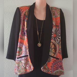 LOVE TREE Retro Quarter Sleeve Open Front Shirt No Closure Cover Up